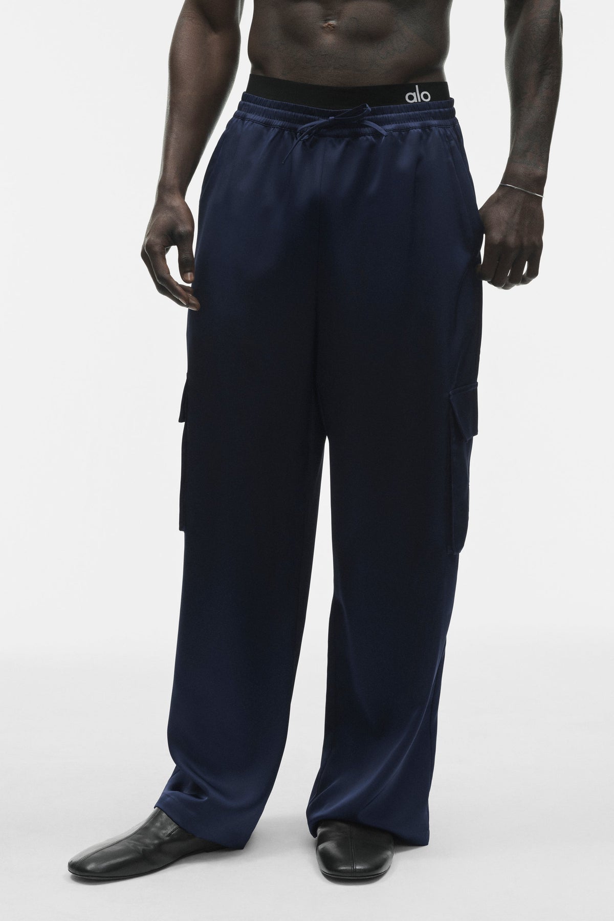 Satin Horizon Straight Leg Cargo Pant - Navy
